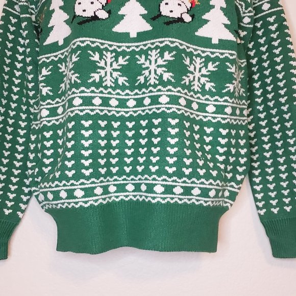 Sykooria Women's Green White Crew Neck Long Sleeve Ugly Holiday Sweater Medium - Picture 2 of 10